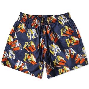 PALM ANGELS X VILBREQUIN MONOGRAMMED LOGO SWIM SHORTS SIZE S